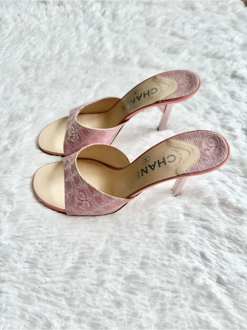 Vintage Chanel Pink Monogram Heels